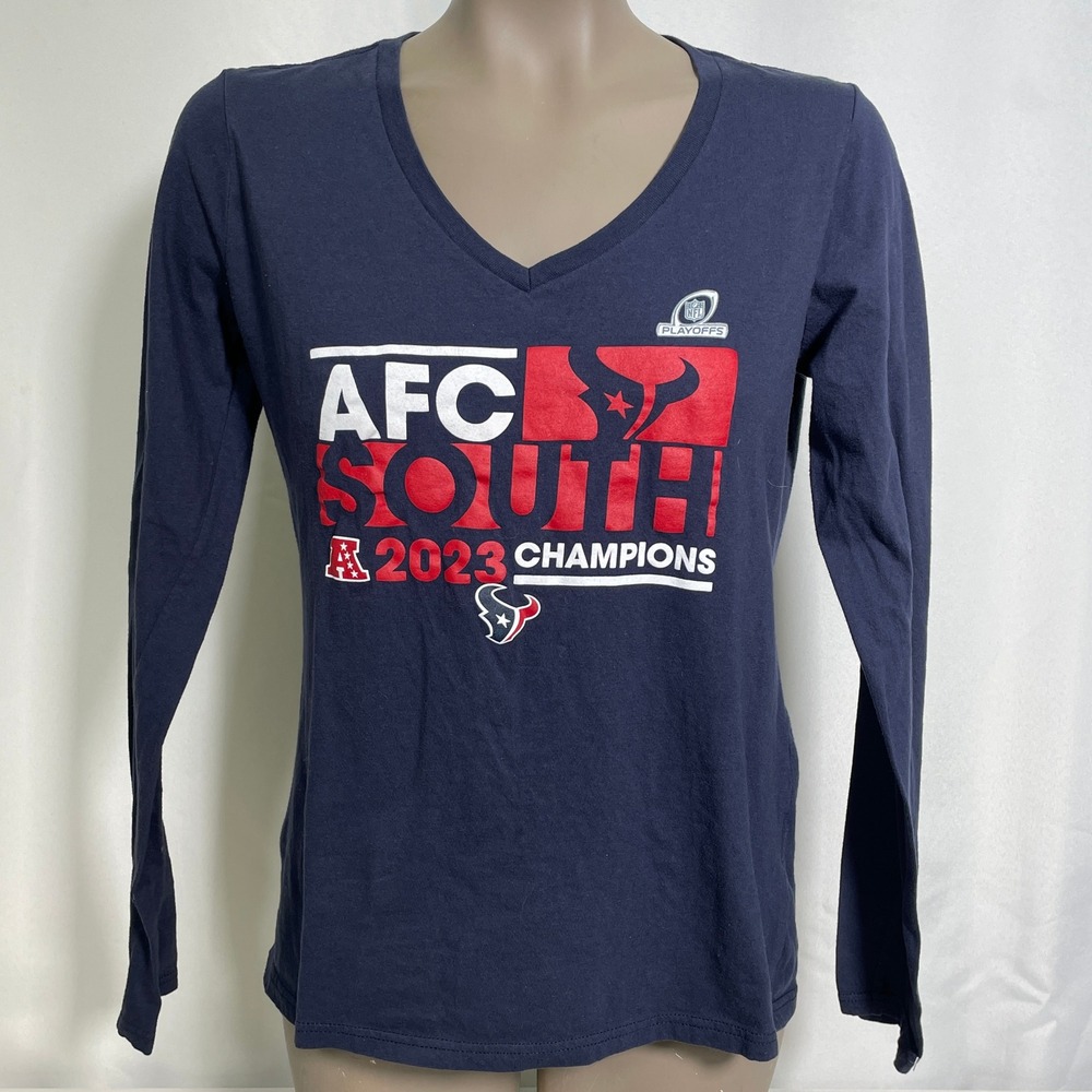 Houston Texans 2023 AFC South Champions Fanatics Navy Blue Shirt Women's SMALL